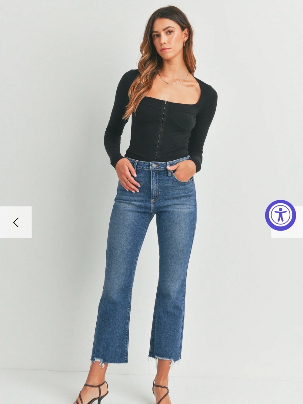 Just Black Denim High Rise Cropped Flare Jeans Light Wash Sz 26